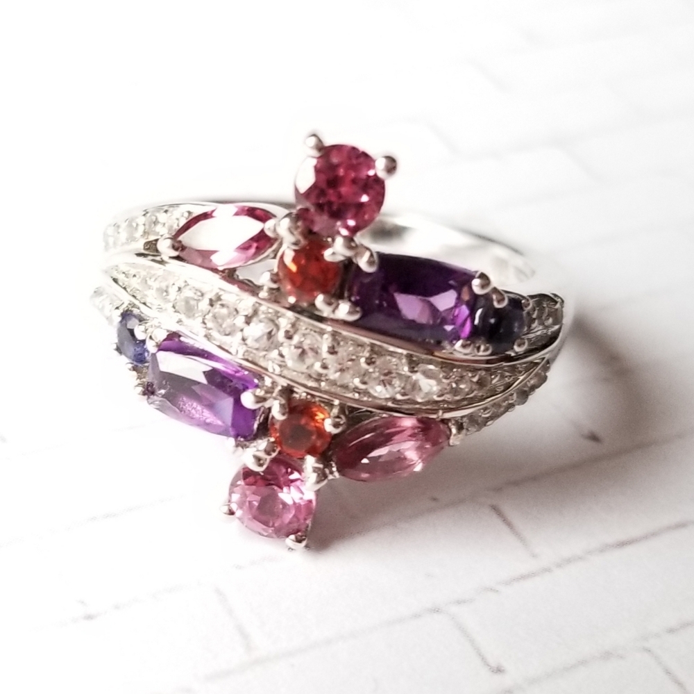 Amethyst, Garnet, Pink Tournaline, Iolite Ring